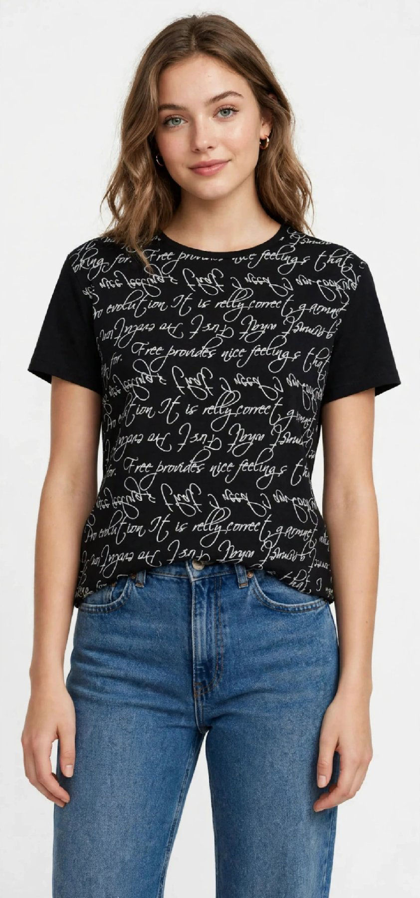 Siyah  simli yazılı tshirt ilan görseli