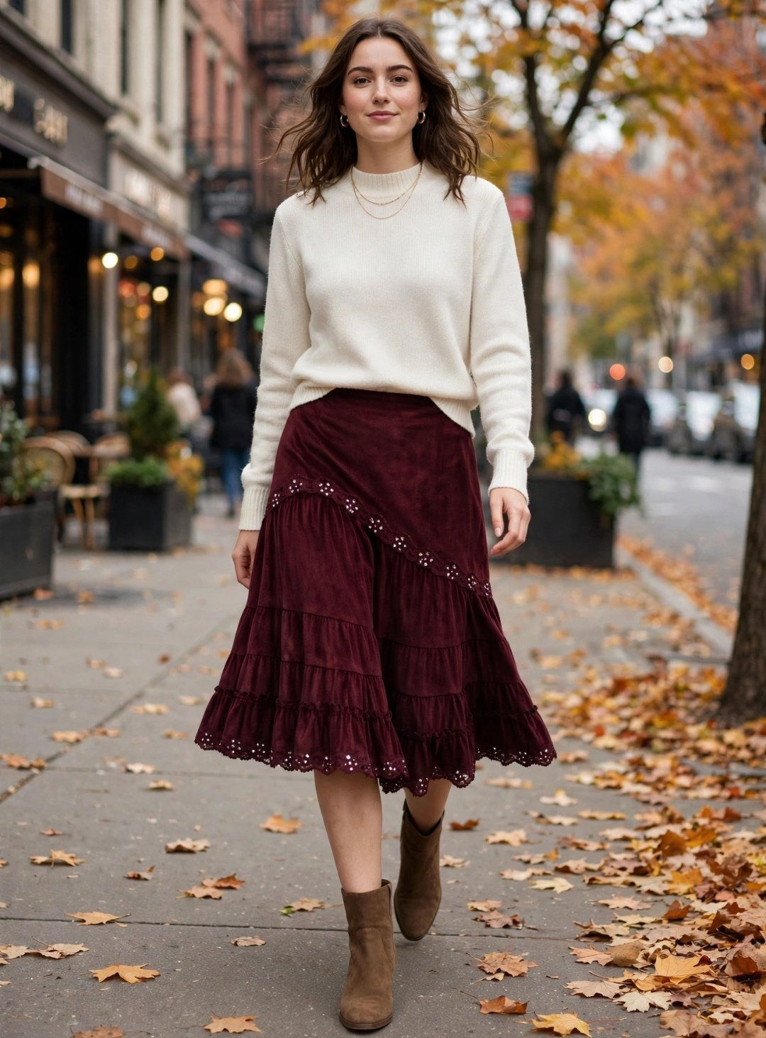 Bordo kadife etek. moda ilgi marka