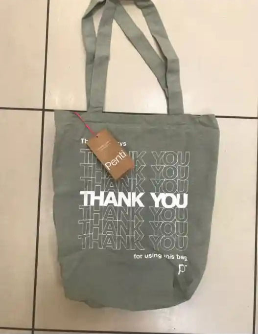 Gri bez alışveriş çantası