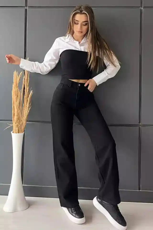 Siyah geniş paça pantolon