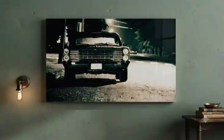Vintage araba temalı duvar sanatı