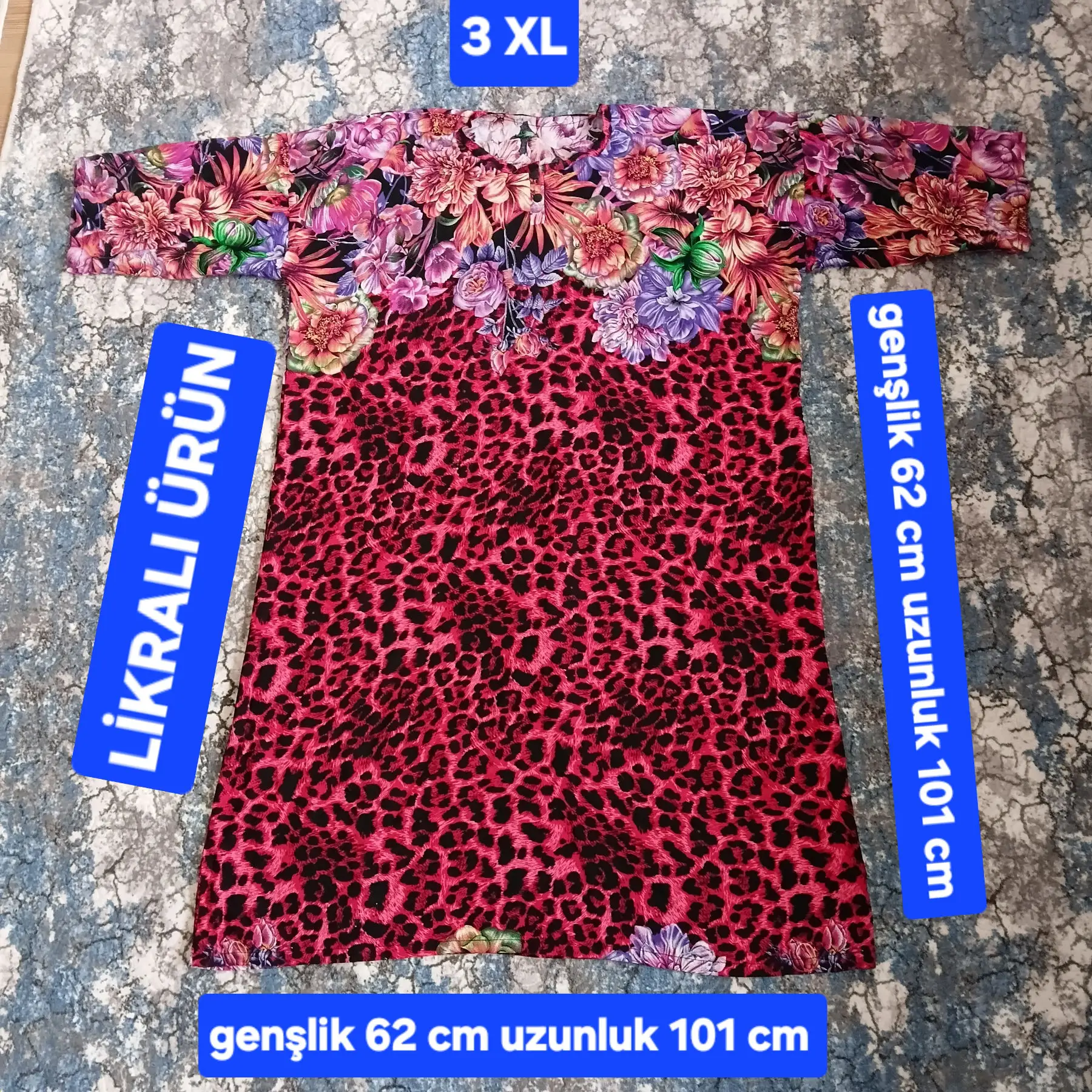çiçek desenli 3 xl elbise