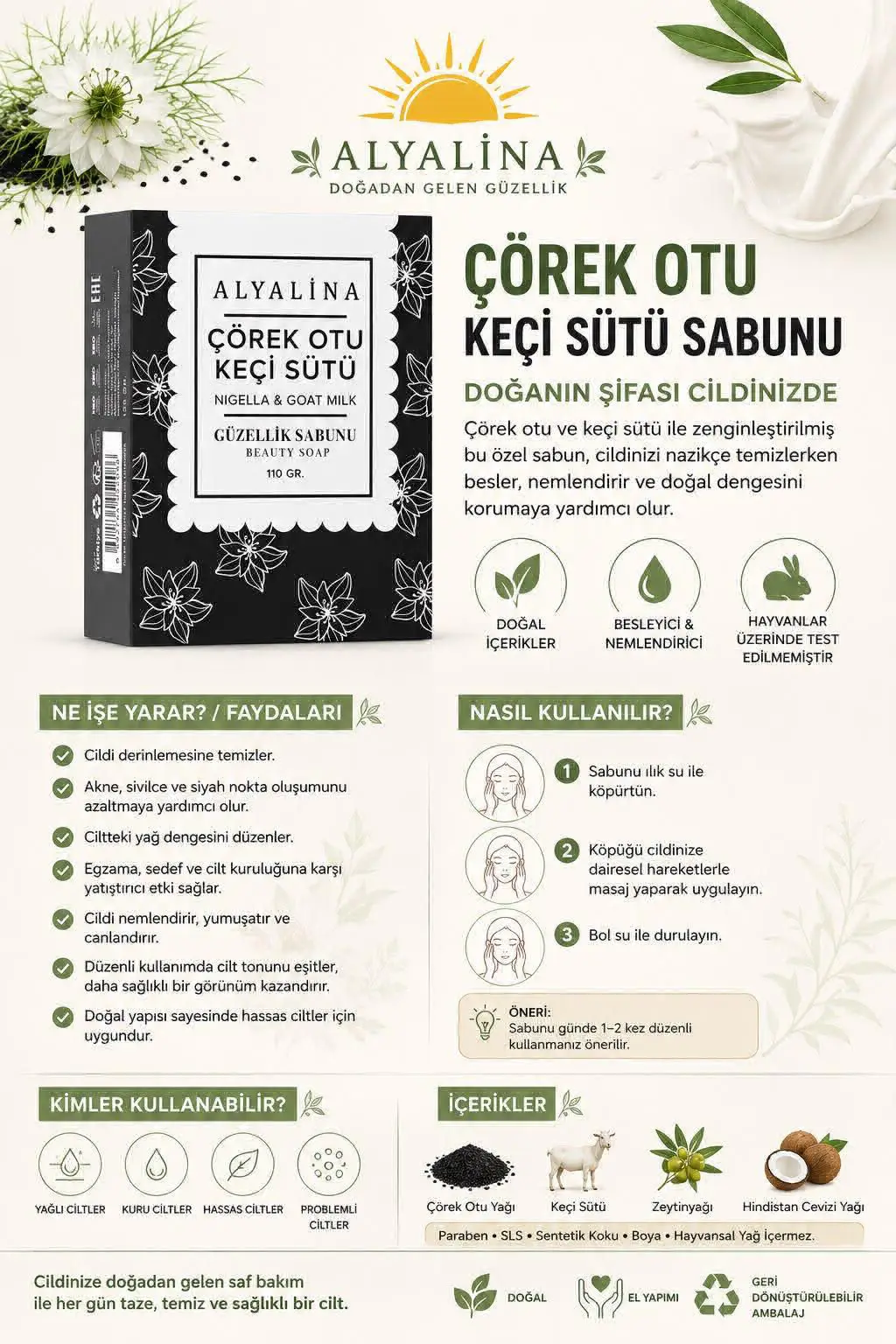 çörek otu ve keçi sütü sabunu