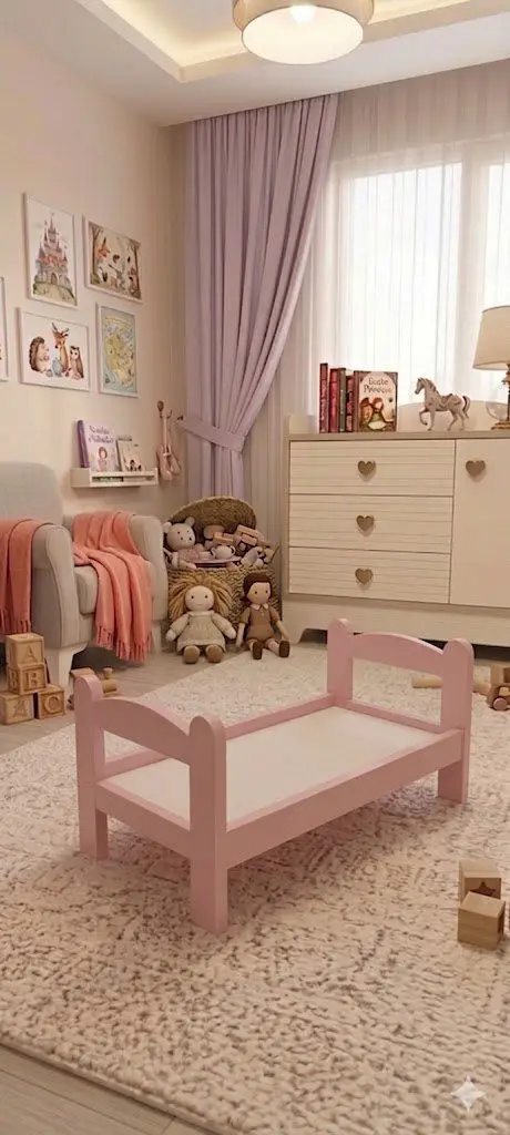 Ahşap oyuncak bebek yatağı