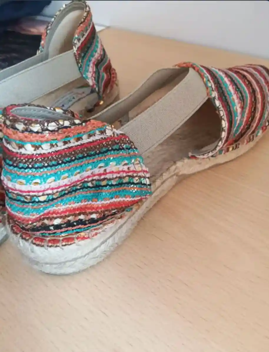 Renkli desenli kadın espadril