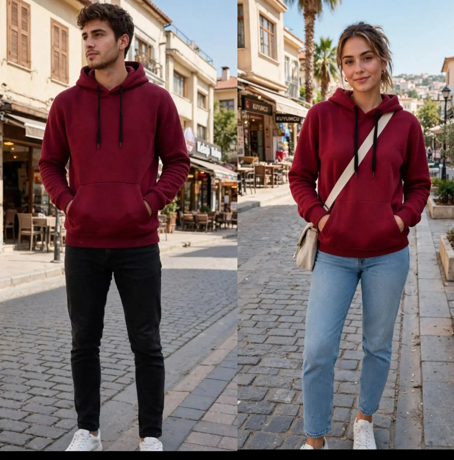 Bordo kapüşonlu sweatshirt.. ilan görseli