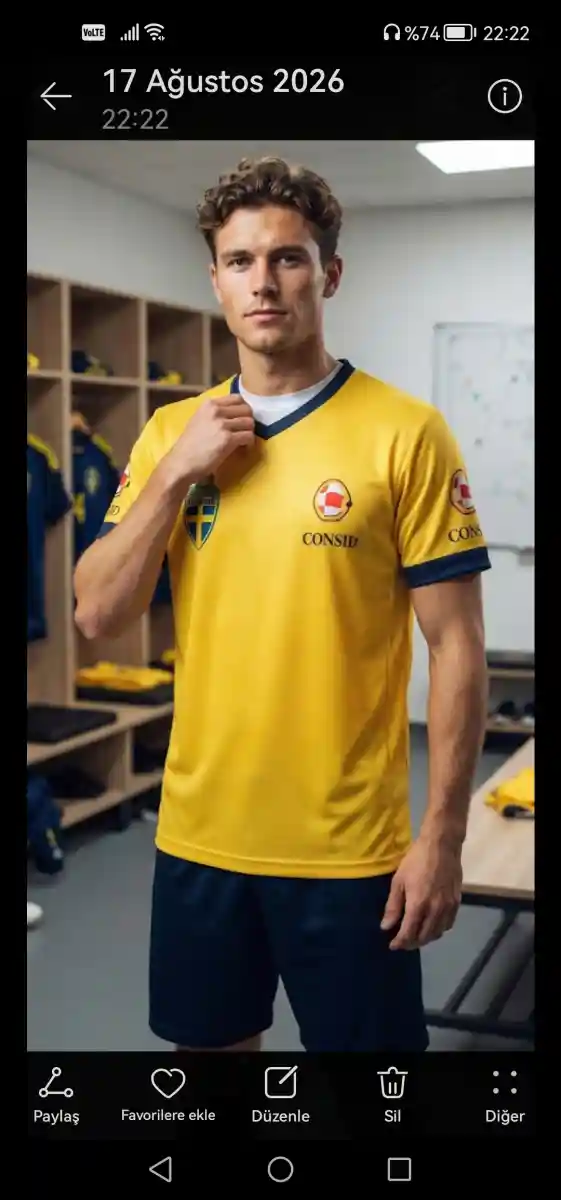 Sarı renkli futbol forması