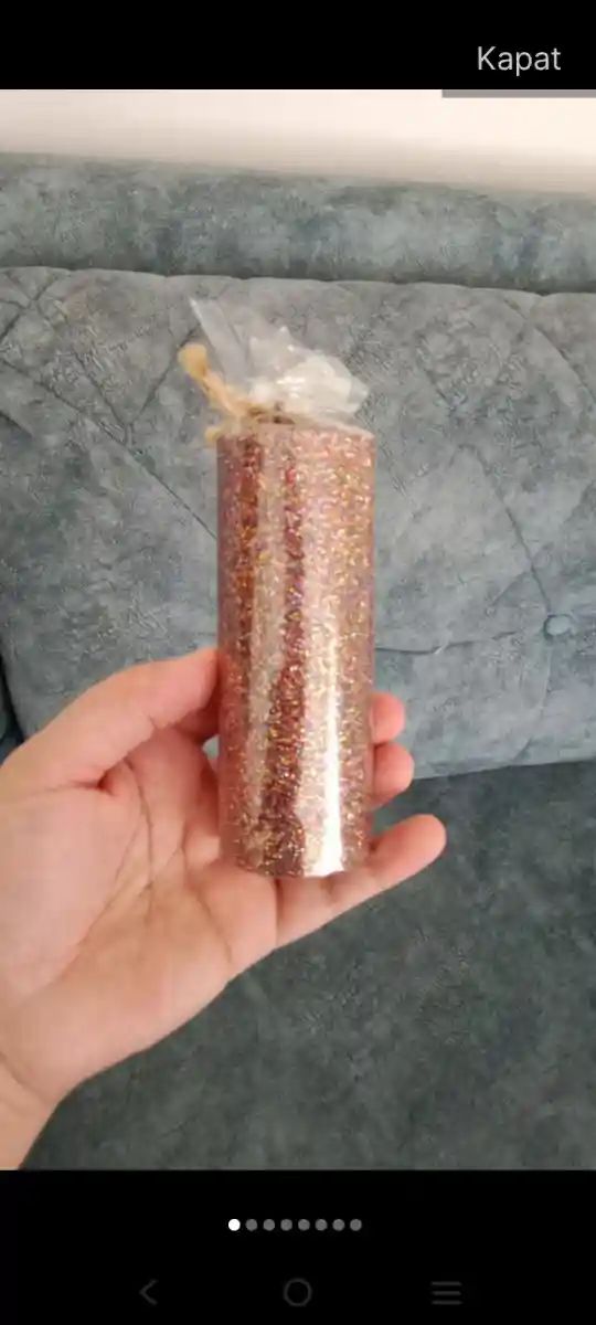 Parlak simli dekoratif silindir