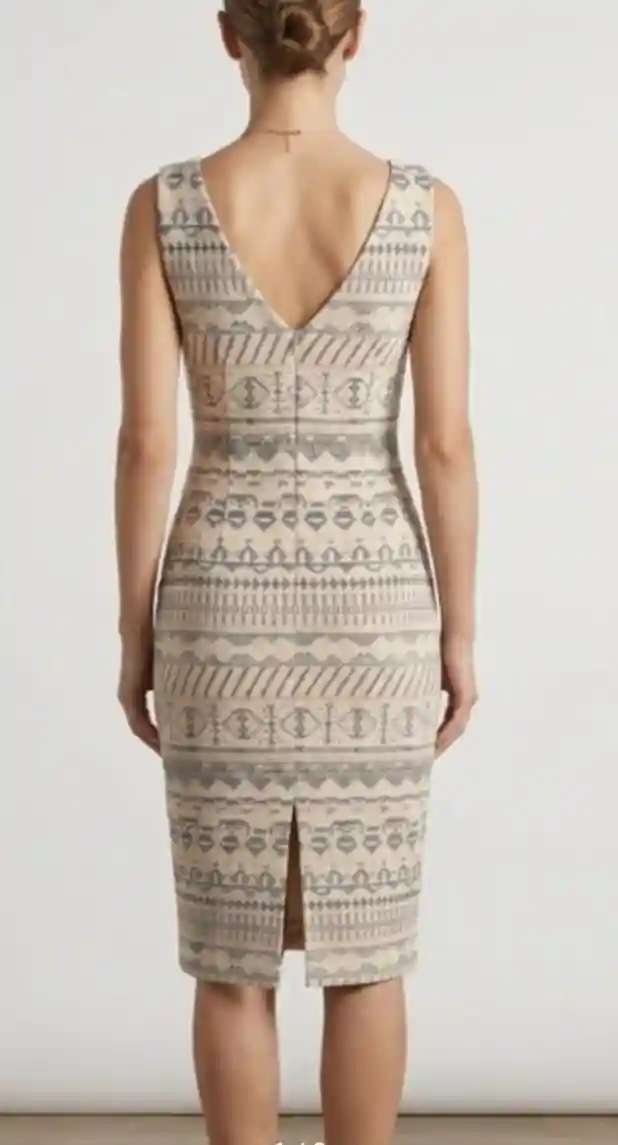 Desenli v yaka elbise