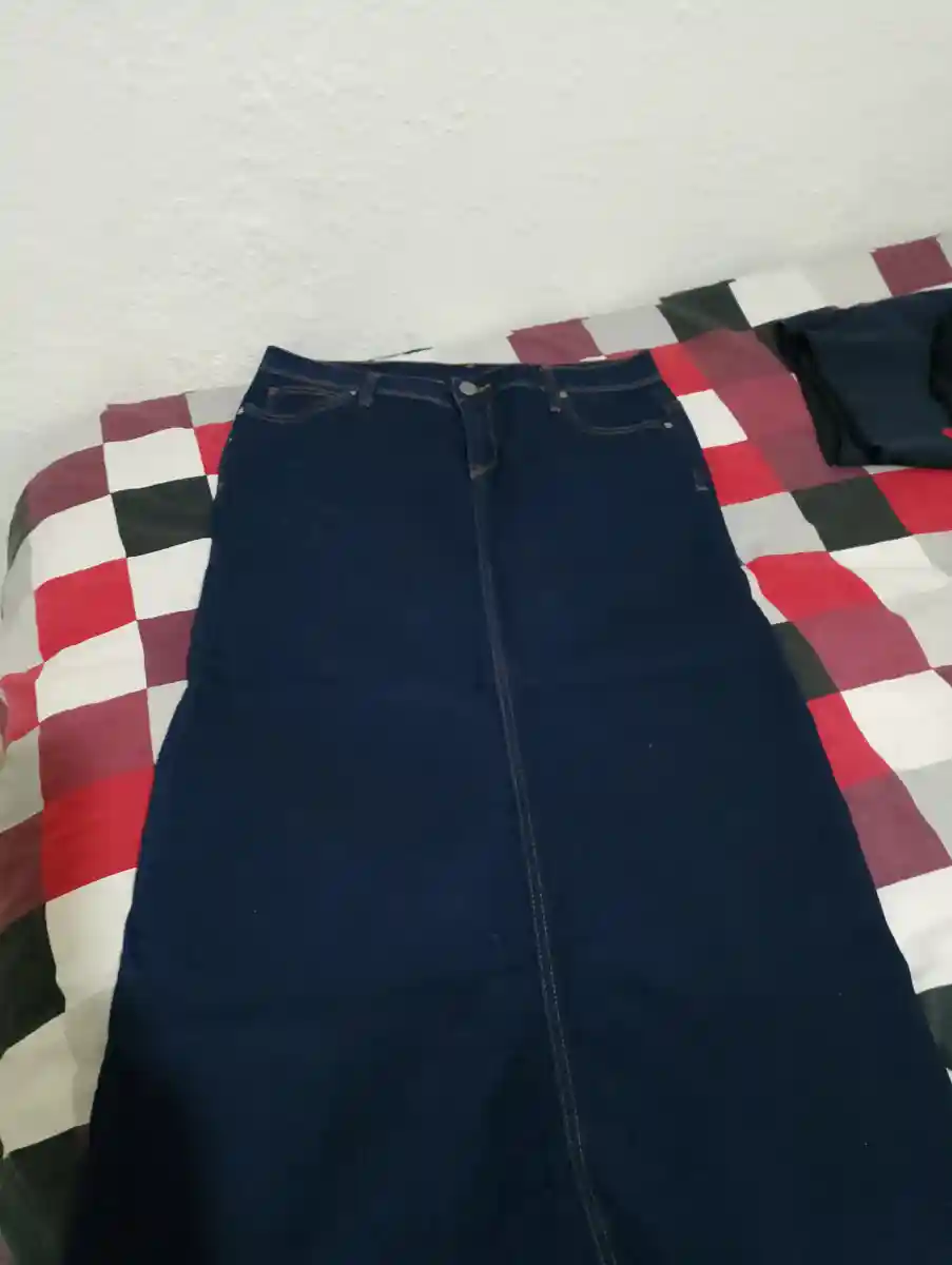 Koyu mavi jean etek