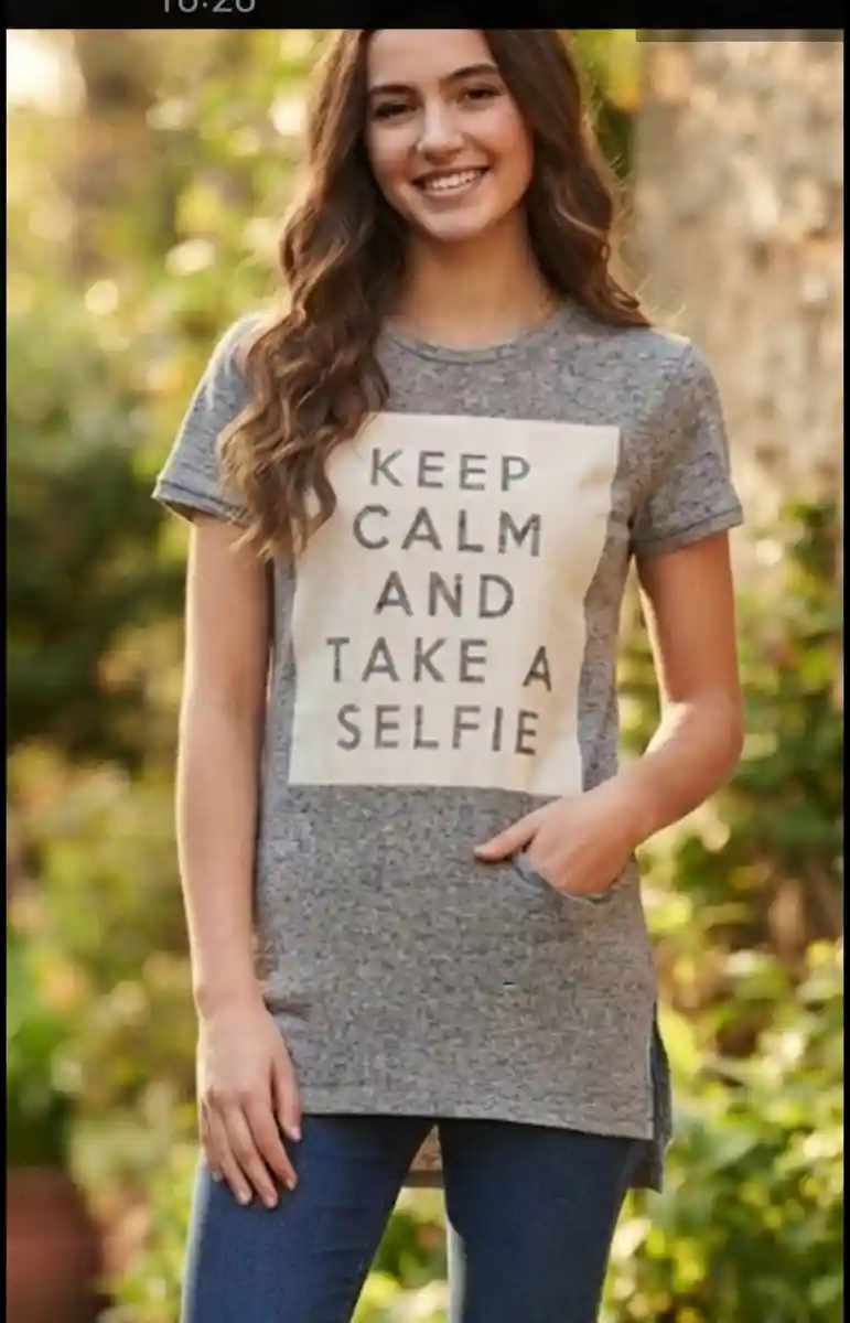 Keep calm yazılı gri tişört