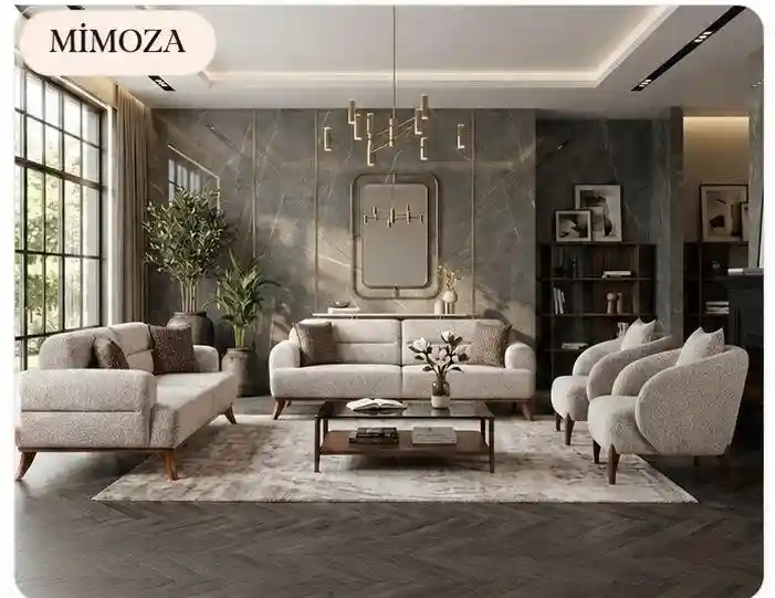 Modern tasarımlı gri koltuk takımı