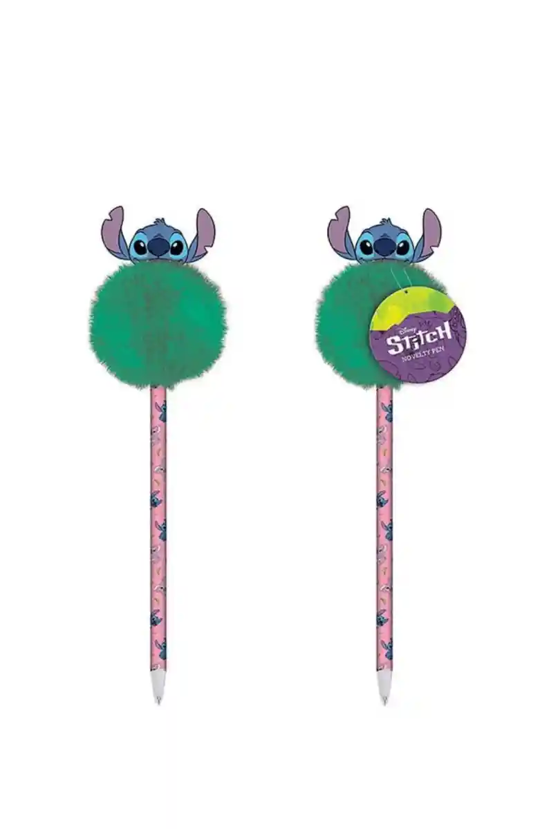 Stitch temalı yeşil pomponlu kalem