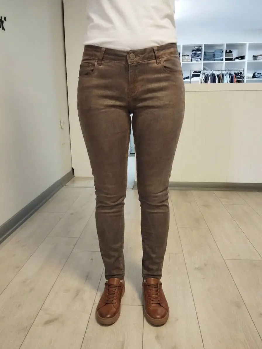 Kahverengi skinny jean pantolon