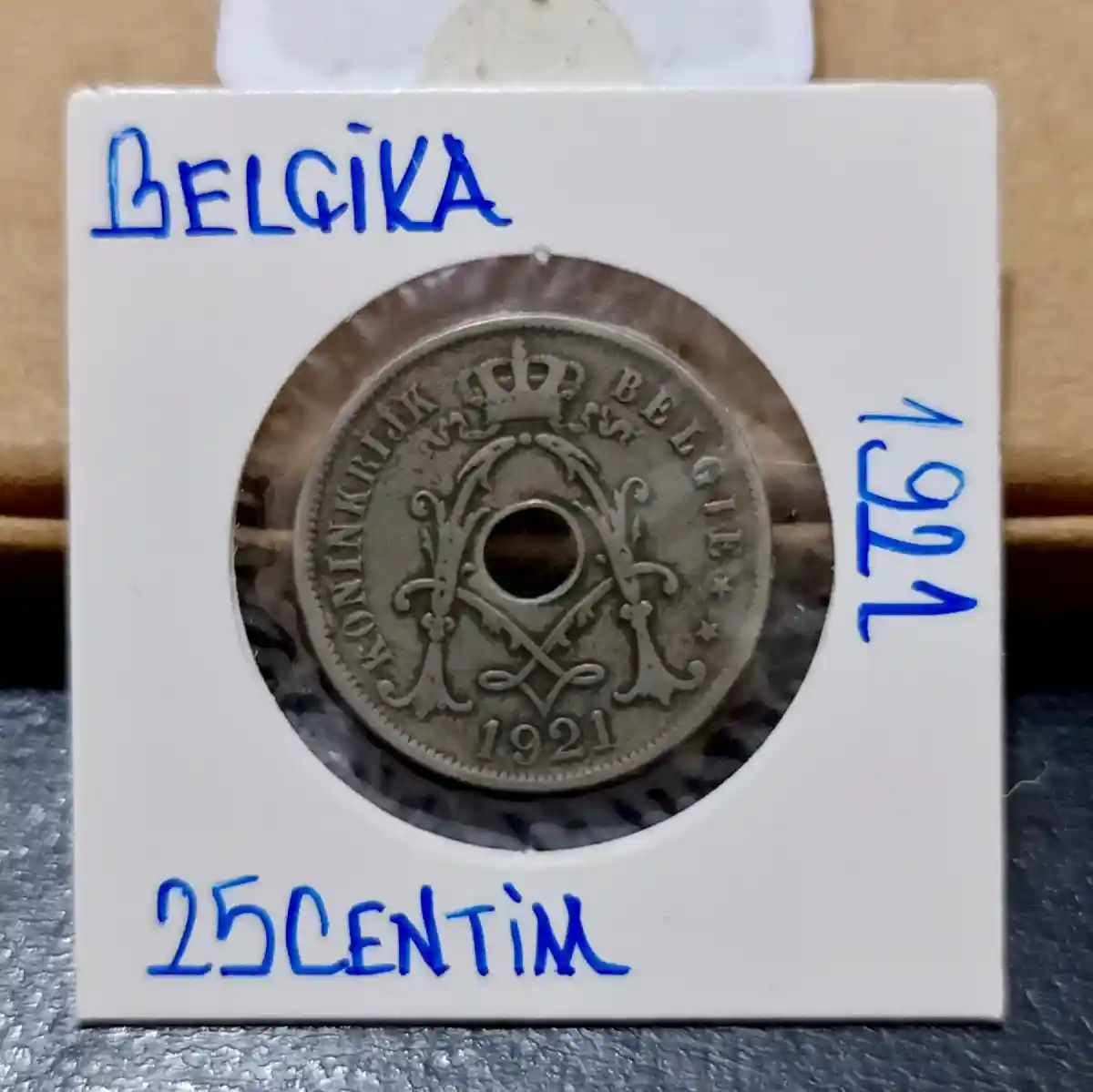 1921 belçika 25 centim madeni para