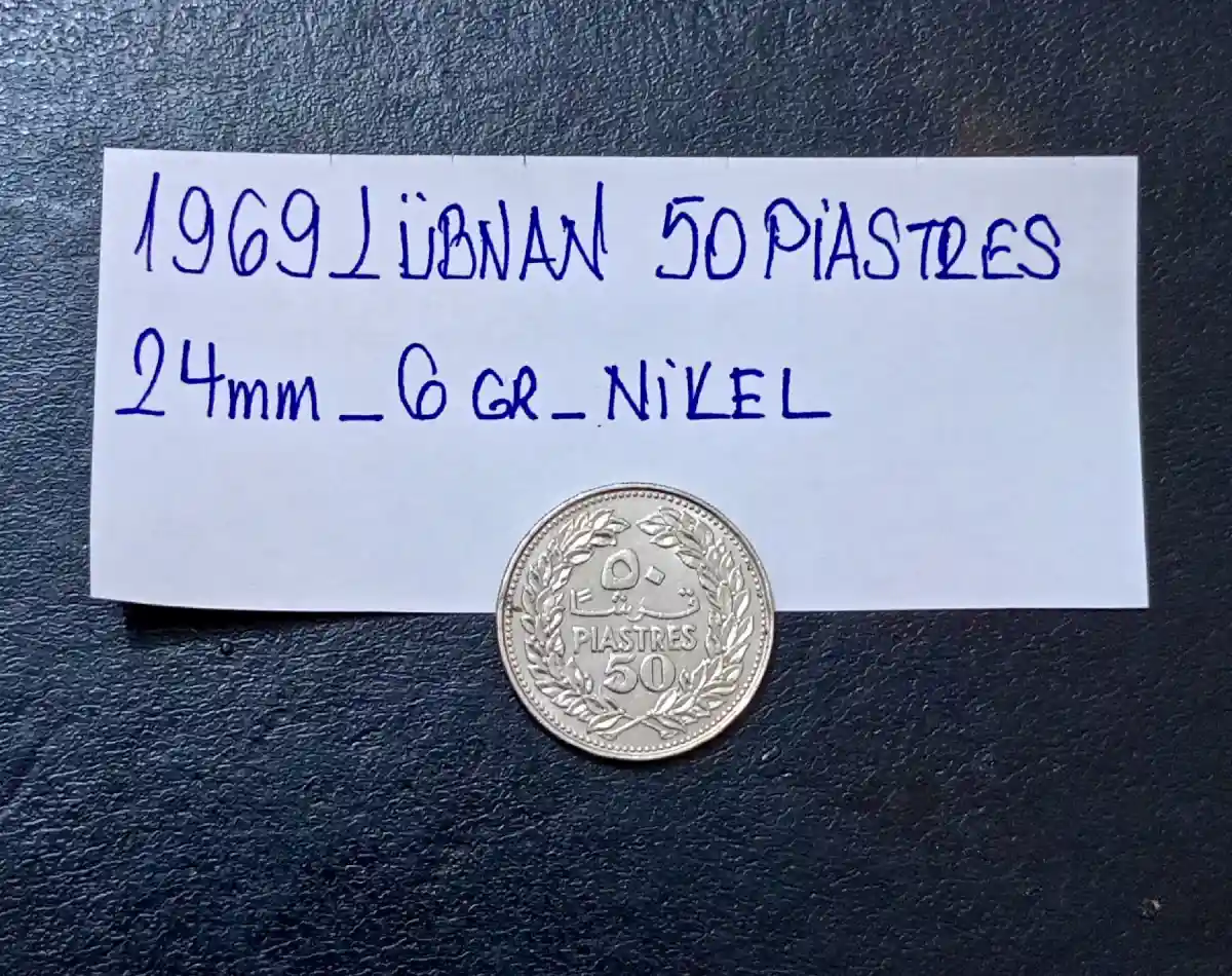 1969 lübnan 50 piastres madeni para