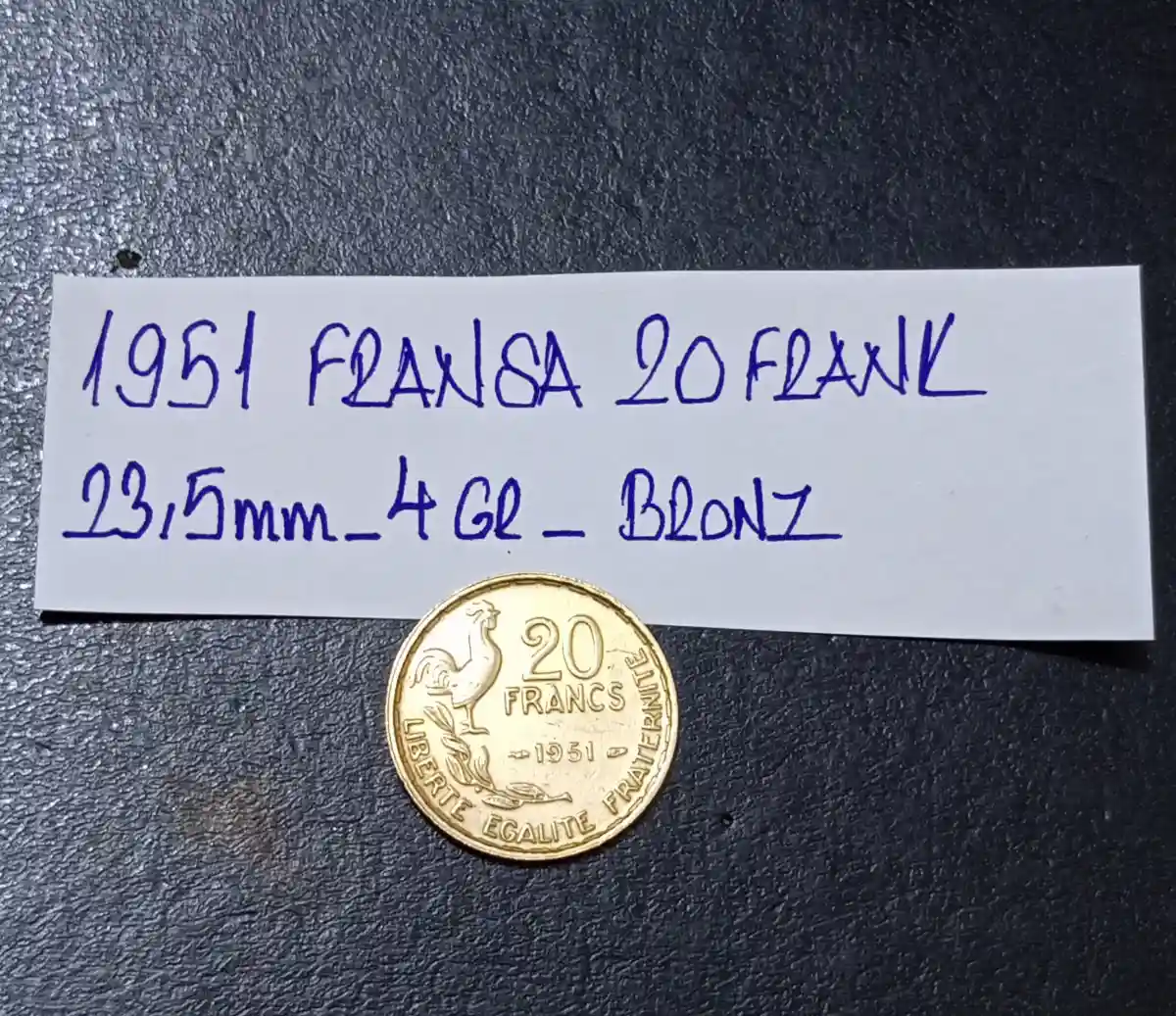 1951 yılı 20 frank madeni para