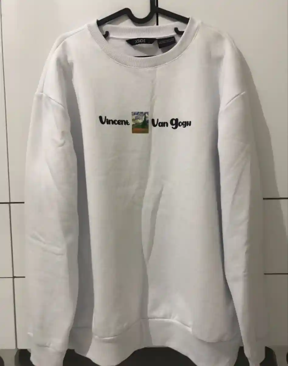 Vincent van gogh baskılı beyaz sweatshirt