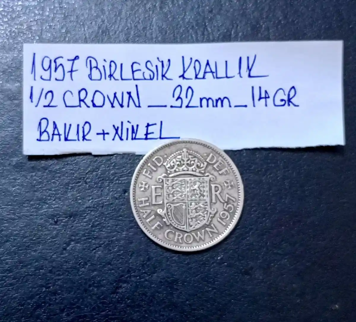 🇬🇧 1957 yılı birleşik krallık 1/2 crown madeni para