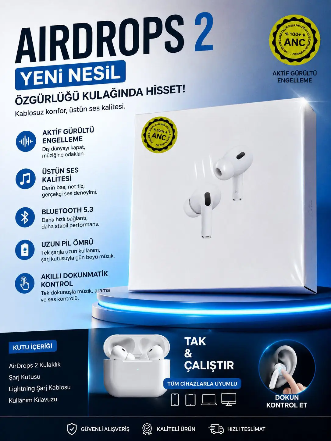 Airdrops 2 kablosuz kulaklık ilan görseli