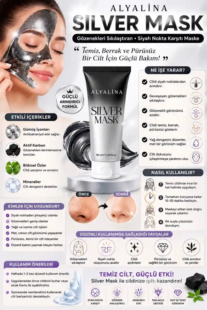 Alyalina silver mask - siyah nokta karşıtı yüz maskesi ilan görseli