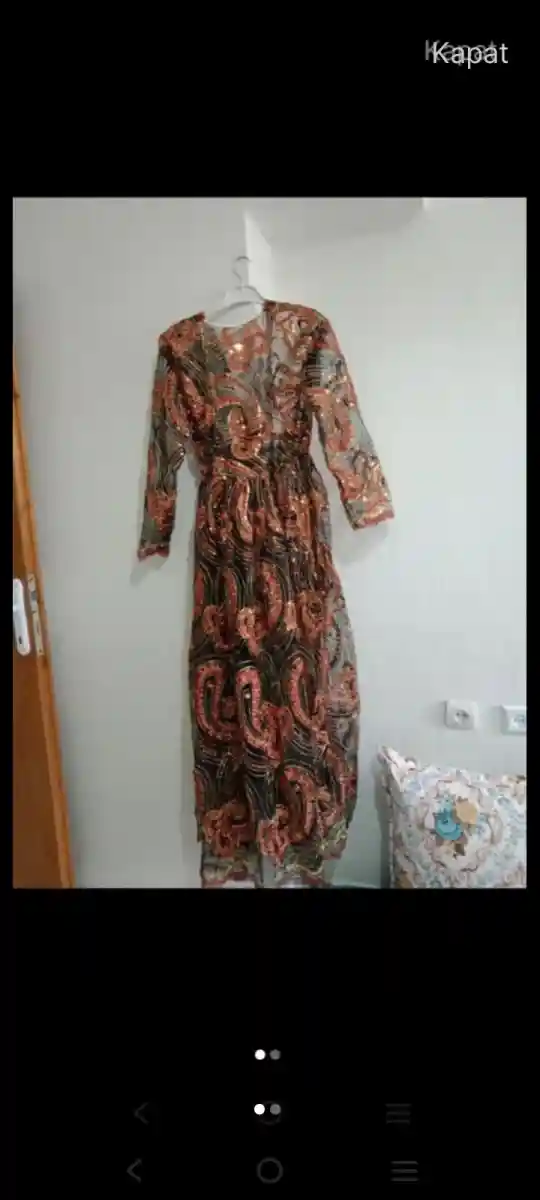 Desenli uzun elbise
