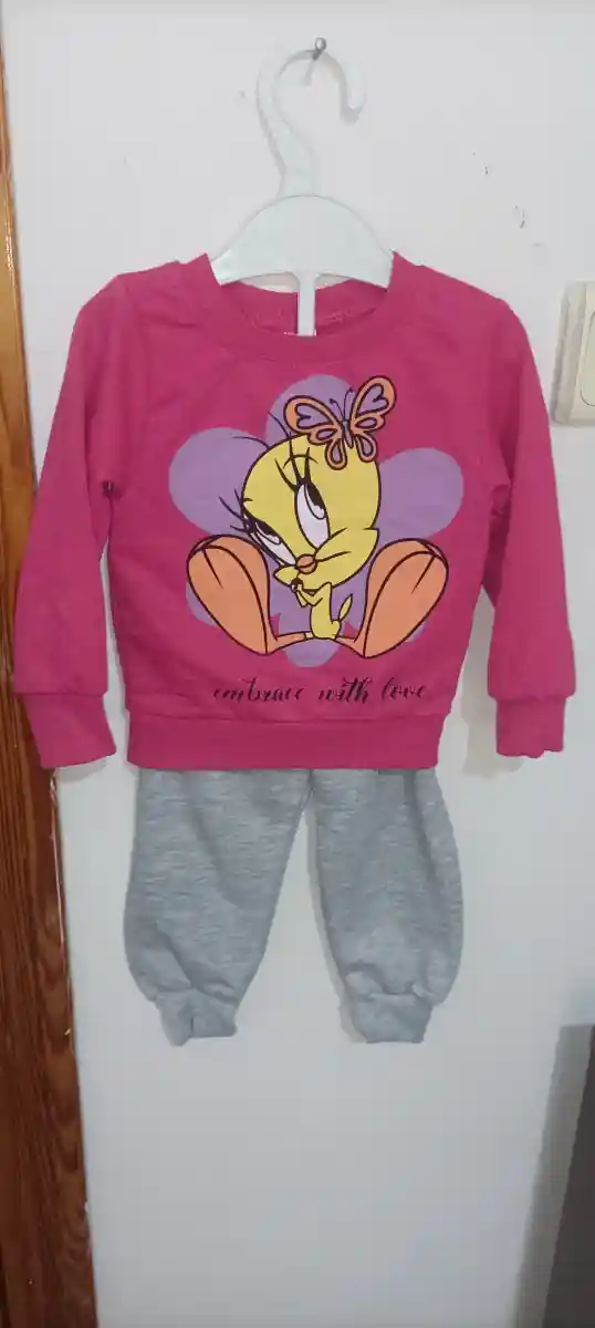 Pembe tweety desenli çocuk takımı