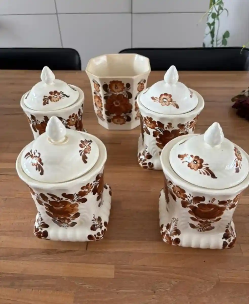 çiçek desenli seramik şekerlik seti
