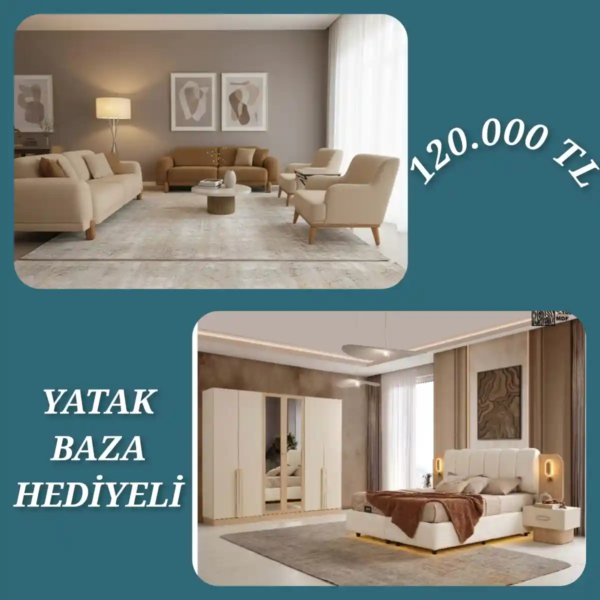 Modern üçlü koltuk takımı ve yatak baza