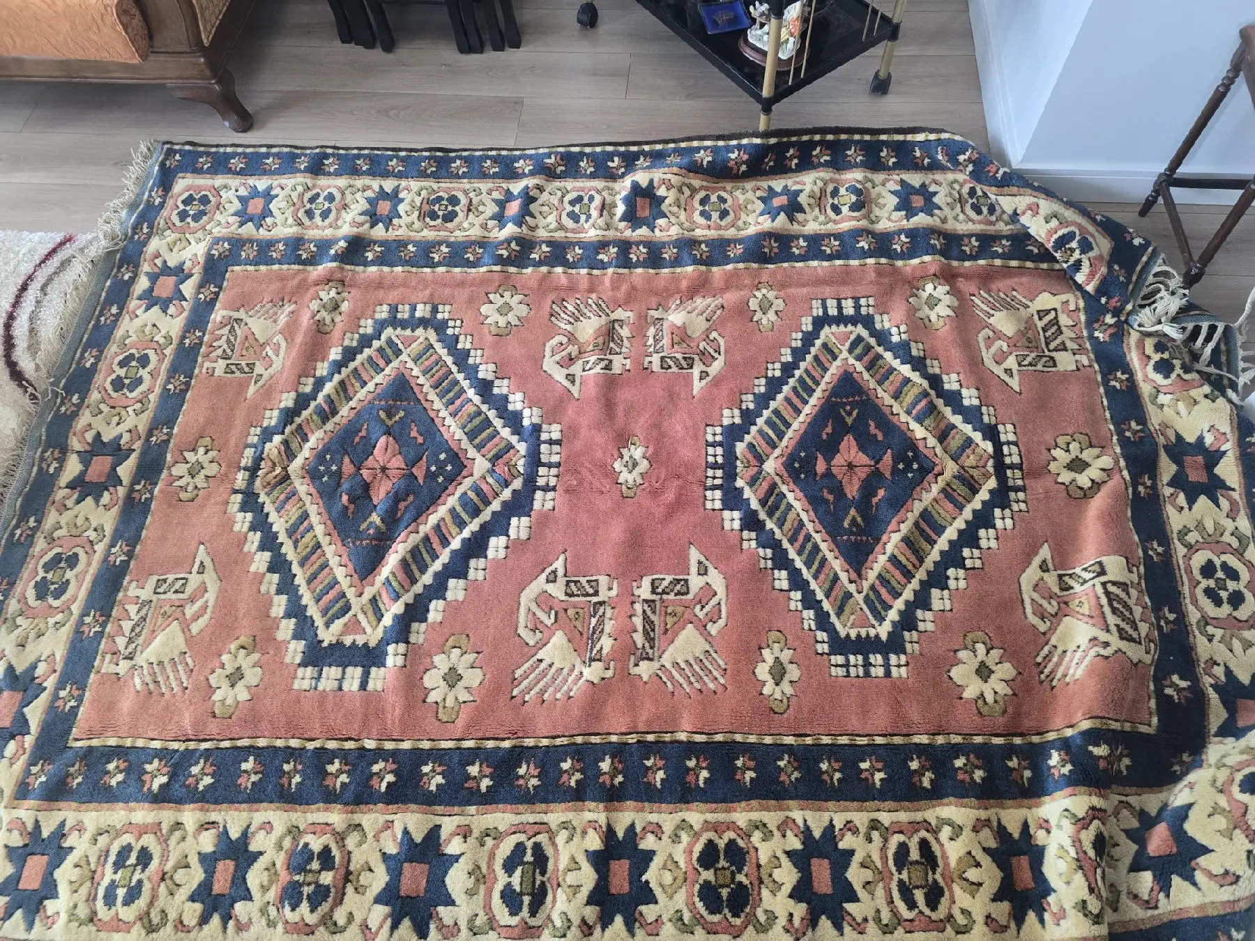 Desenli el dokuması halı 78-105 cm