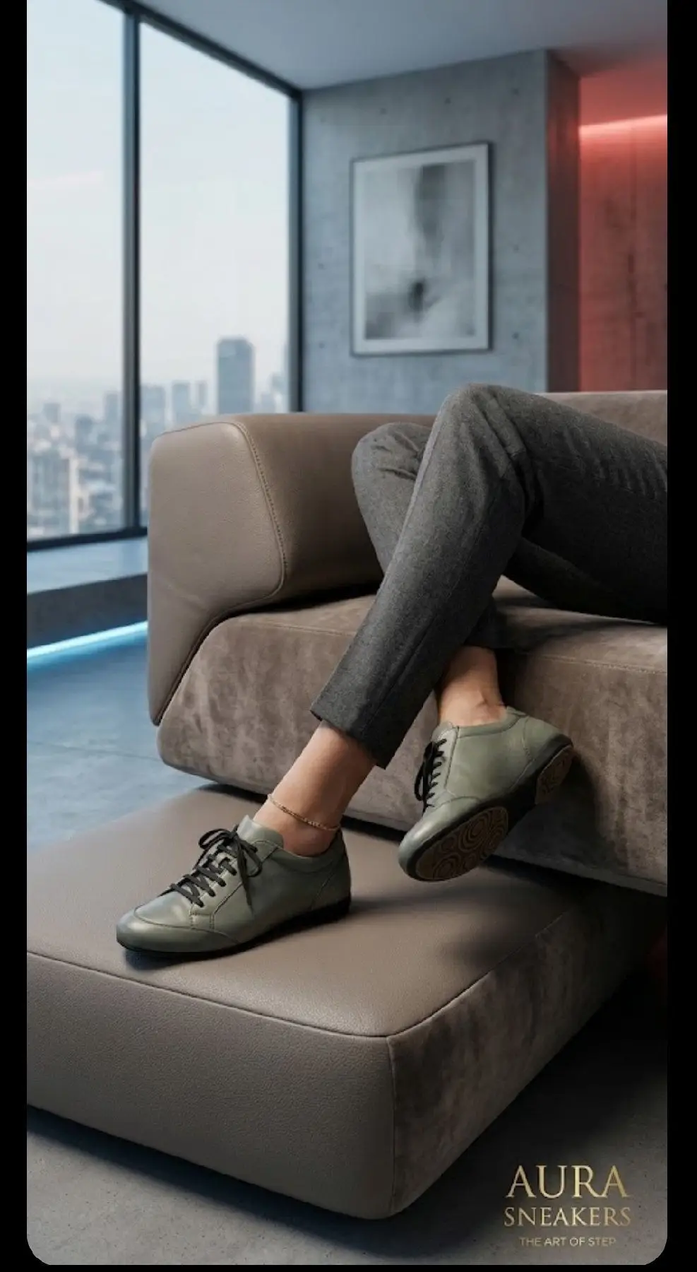 Aura sneaker - yeşil renkli rahat ayakkabı. ortapedik gerçek deri