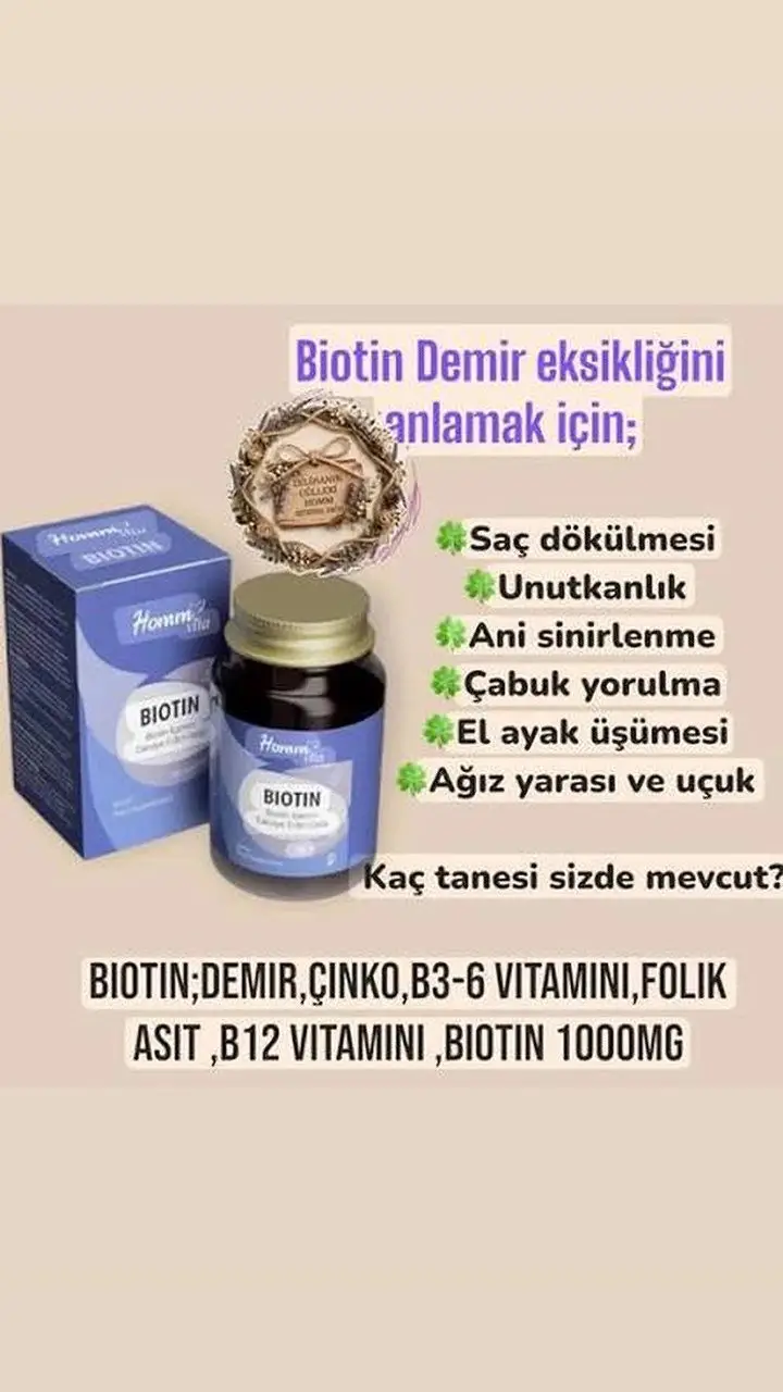 Biyotin 1000mg vitamin takviyesi