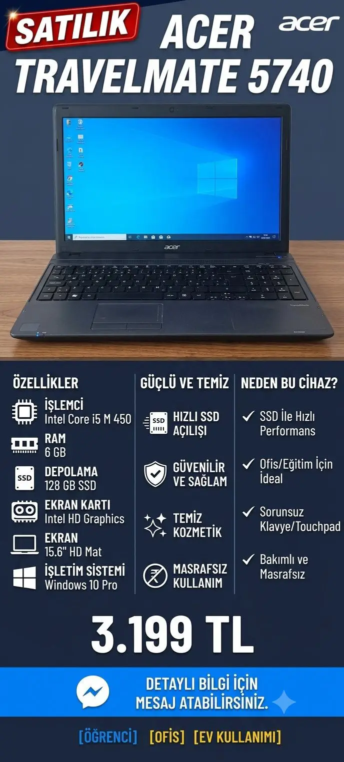 Acer travelmate 5740 dizüstü bilgisayar