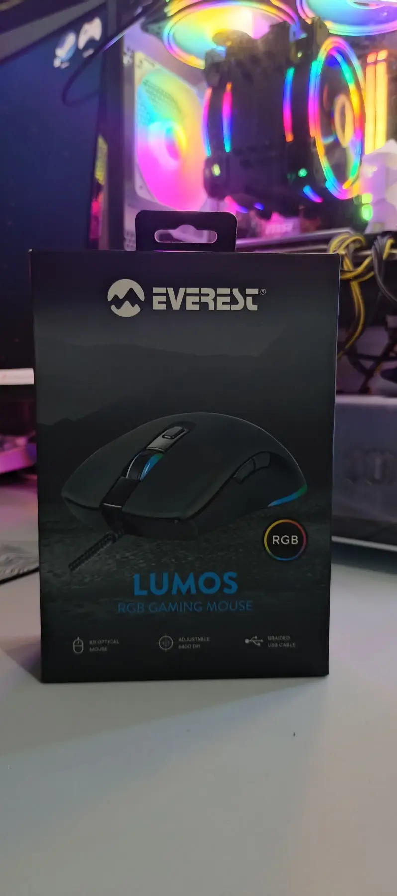 Everest lumos 6400 dpi rgb oyuncu mouse (sıfır / kutulu)