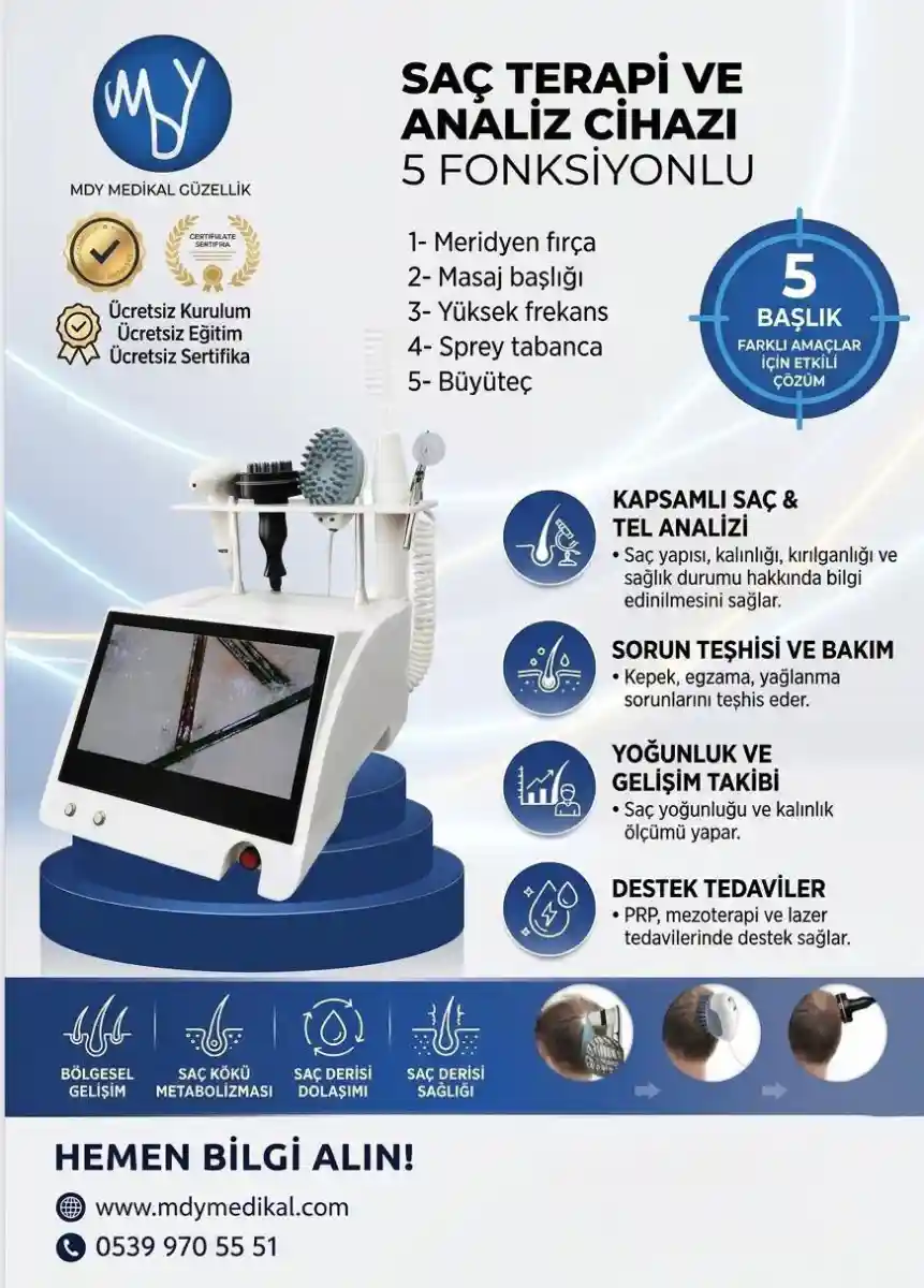 5 fonksiyonlu saç terapisi ve analiz cihazı