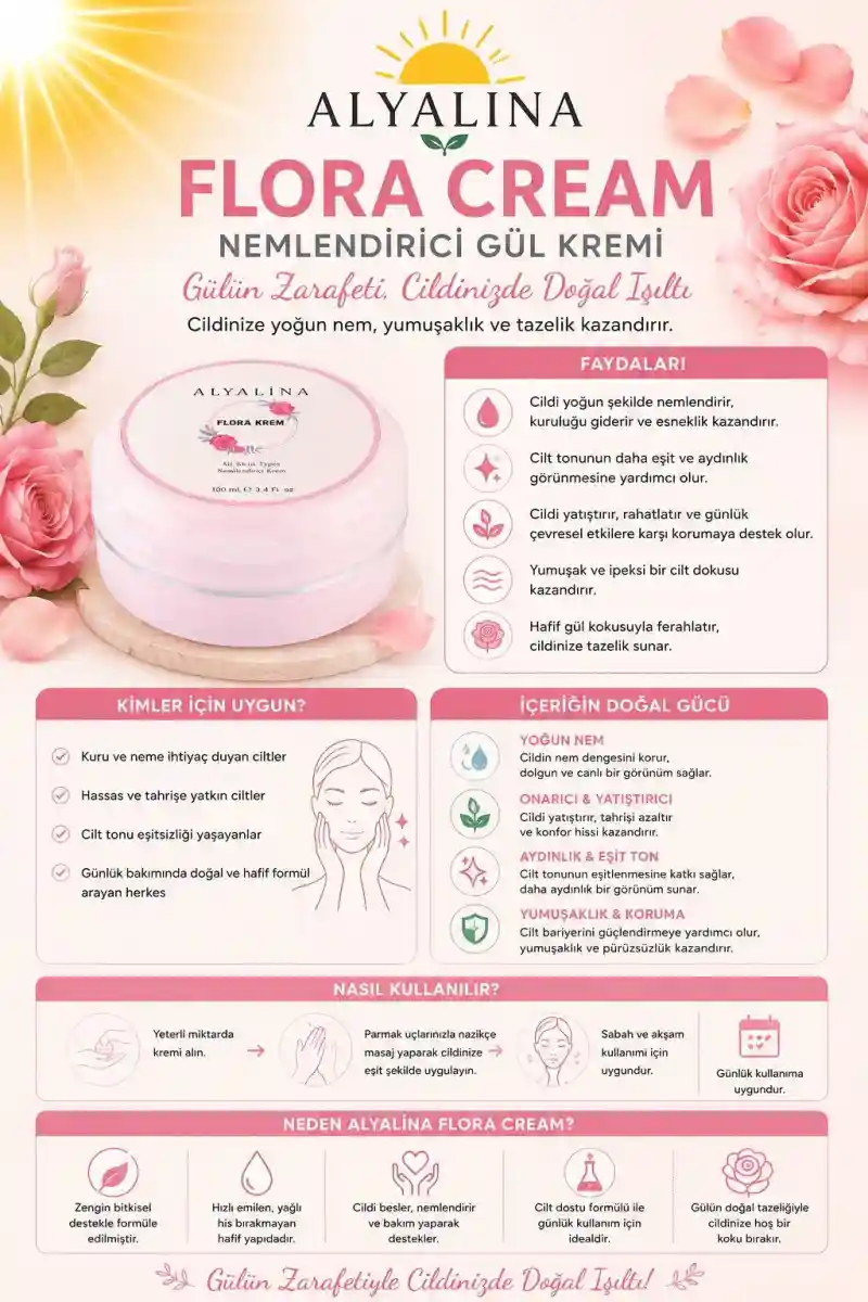 Alyalina flora cream nemlendirici gül kremi