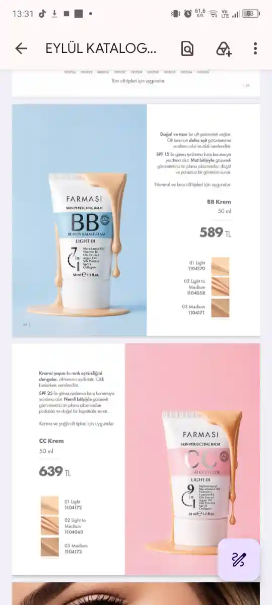 Farmaşi̇ bb ve cc krem seti