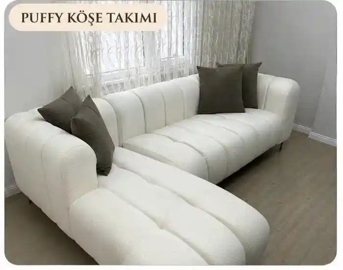 Puffy beyaz köşe takımı