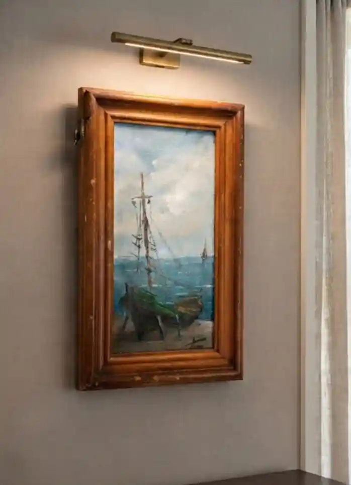 Ahşap çerçeveli deniz manzarası yaglı boya tablo