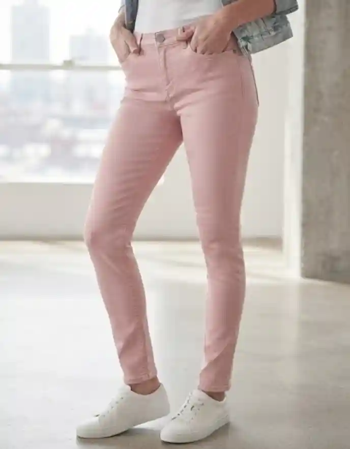 Pudra pembe jean pantolon