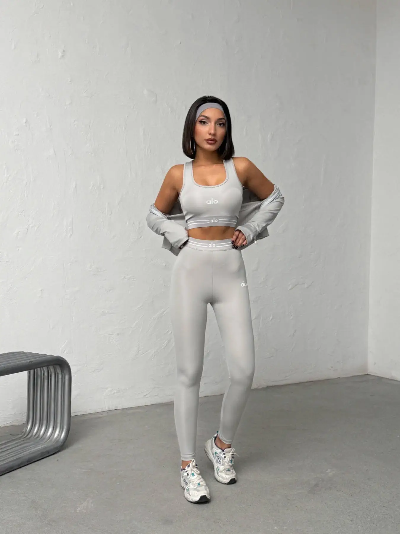 Gri kadın spor takımı 3 'lü s-m-l-xl