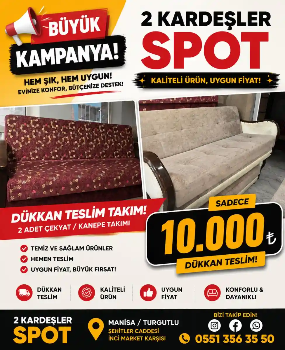 İki adet çekyat ve kanepe takımı ilan görseli