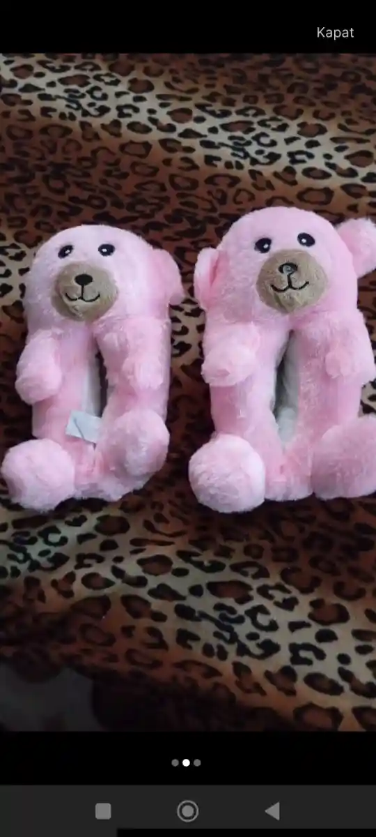 Pembe peluş terlik çift