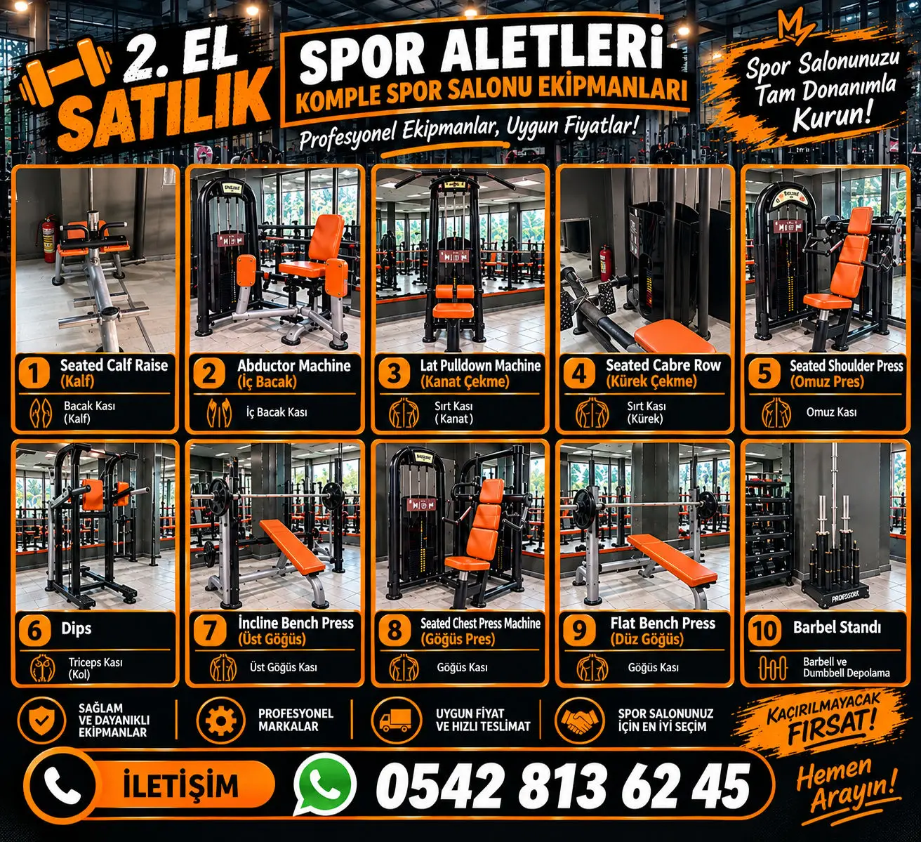 Sahibinden komple spor salonu ekipmanları (tek tek veya toplu satış)