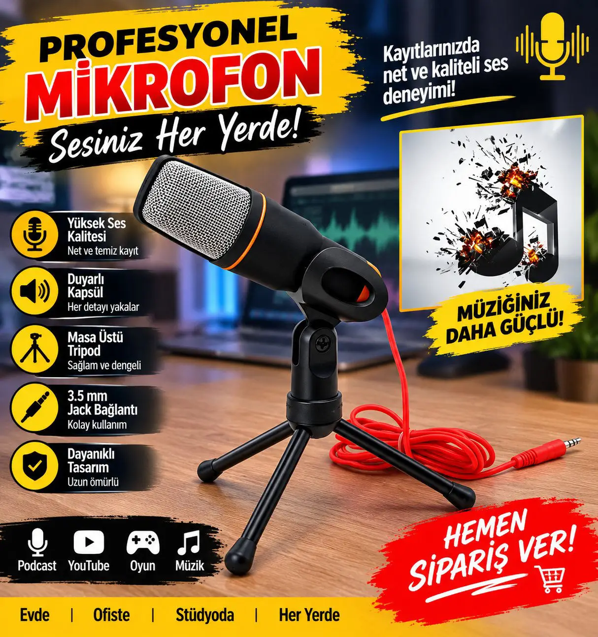 Profesyonel masaüstü mikrofon
