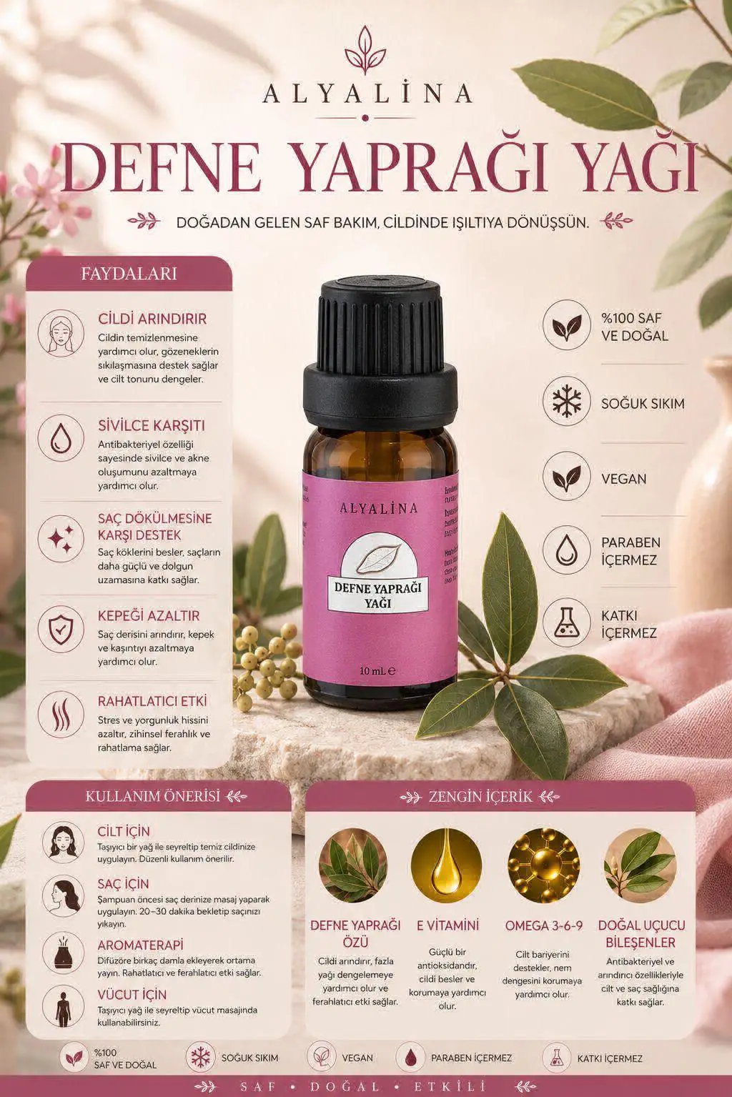 Doğal defne yaprağı yağı 30ml