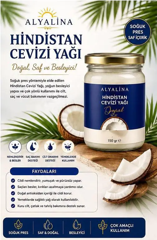 Alyalina doğal hindistan cevizi yağı 150 gr