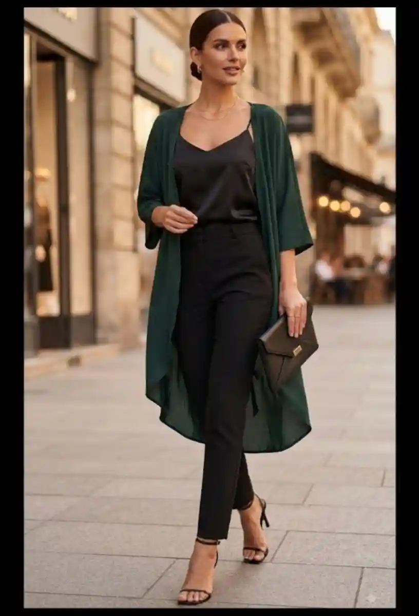 şık yeşil kimono