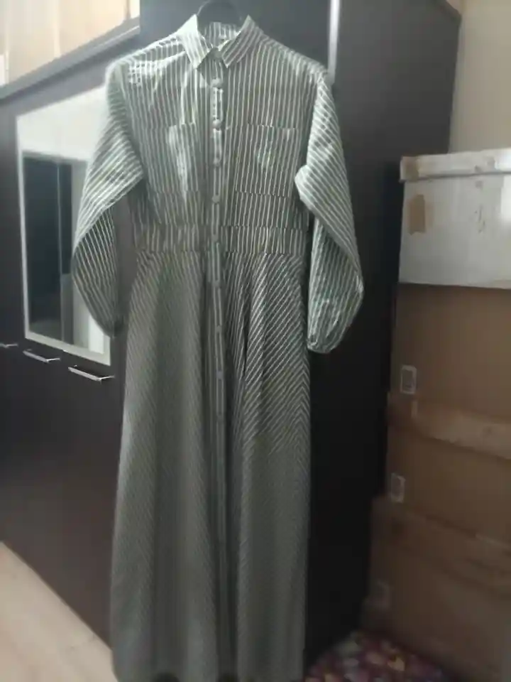 çizgili uzun elbise