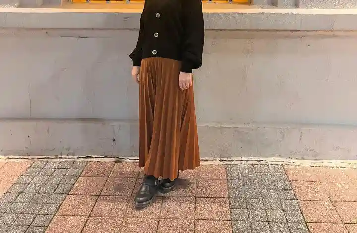 Kahverengi pileli etek